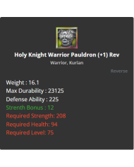 Holy Knight Warrior Pauldron
 +-+1 Rebirt