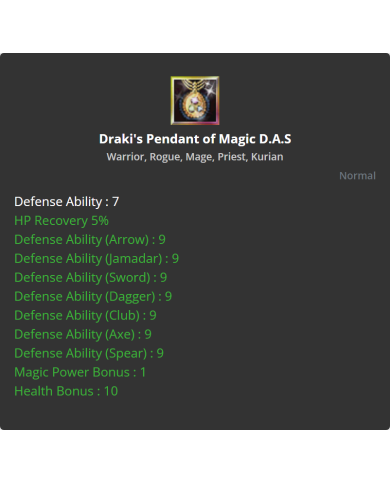 Draki's Pendant Of Magic D.A.S