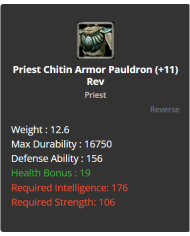 Priest Chitin Armor Set +11