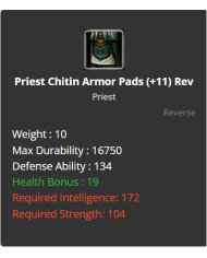 Priest Chitin Armor Set +11