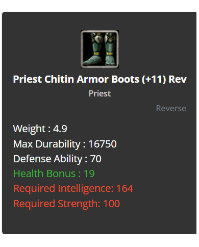 Priest Chitin Armor Set +11