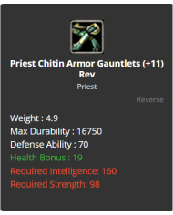 Priest Chitin Armor Set +11