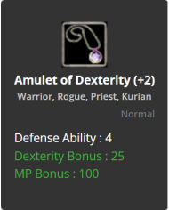 Amulet of Dexterity (+2)