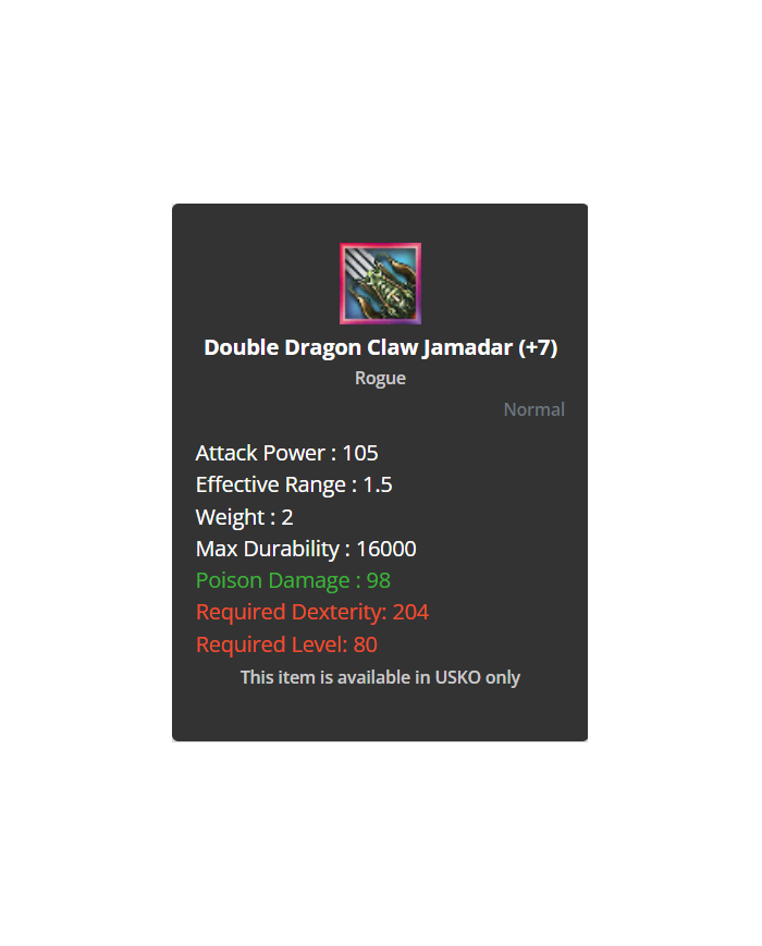 Double Dragon Claw Jamadar (+7) 