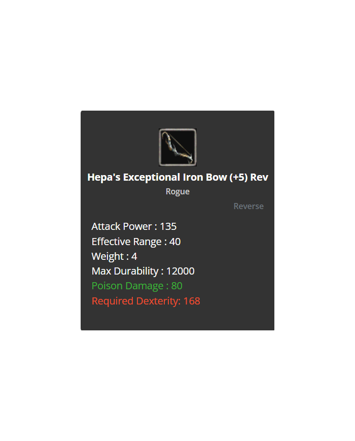 Hepa's Exceptional Iron Bow +5 Rev