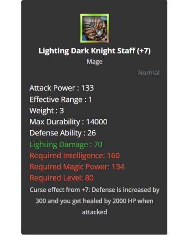 Lighting Dark Knight Staff +7