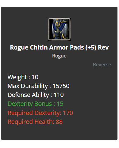 Rogue Chitin Set +8