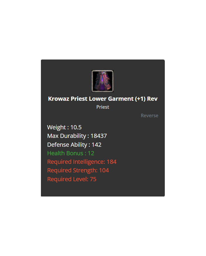 Krowaz Priest Set(+1) Rev