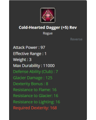 Cold-hearted Dagger +5 Rev