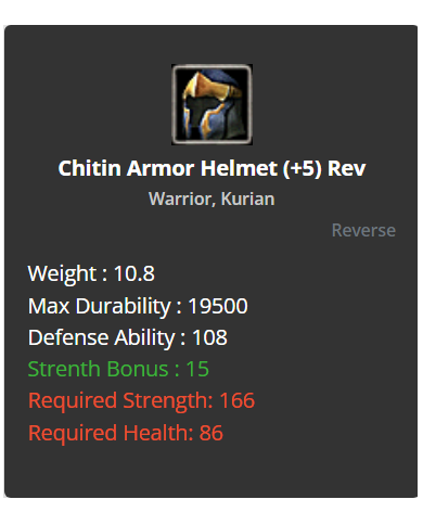 Warrior Chitin Set +8