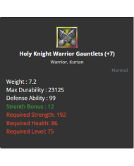 Holy Knight Warior Set +7 No Rev