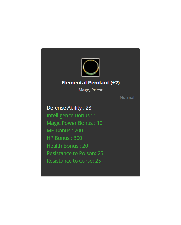 Elemental Pendant +2