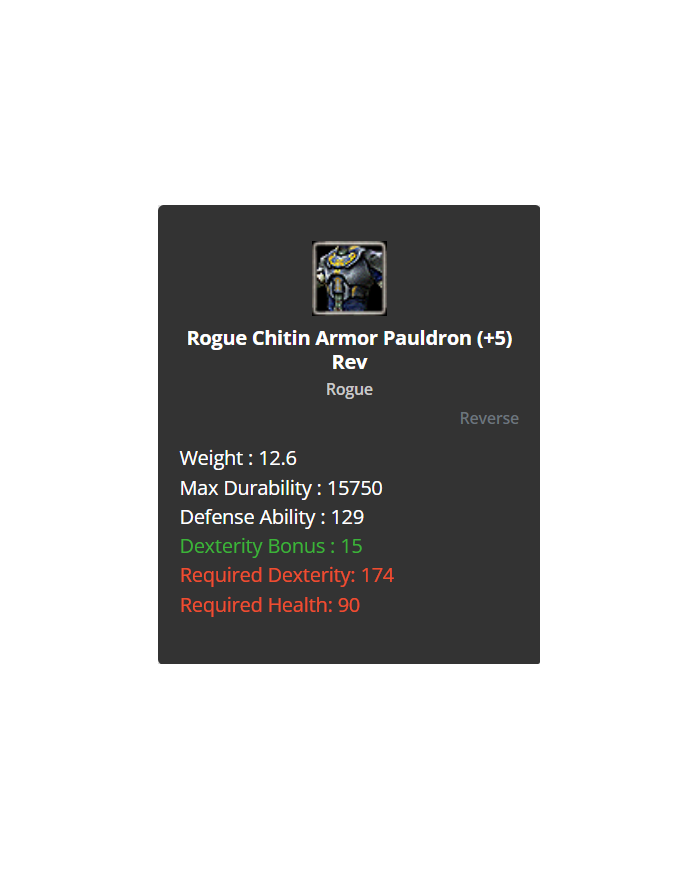 Rogue Chitin Set +8