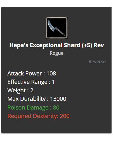 Hepa's Exceptional Shard +5