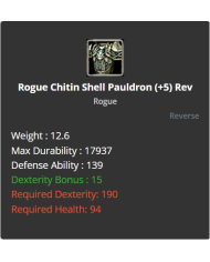 Rogue Chitin Shell Pauldron +5 Rev