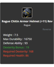 Rogue Chitin Armor Helmet +9