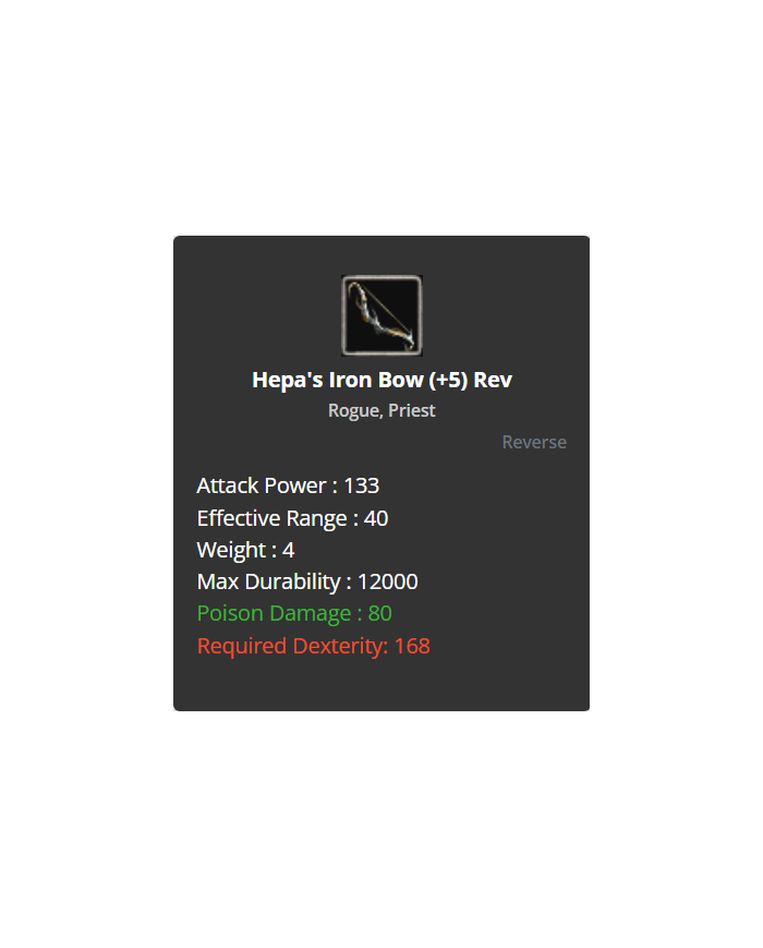 Hepa's Iron Bow +5 Rev