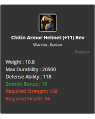 Warrior Chitin Set +11 Rev