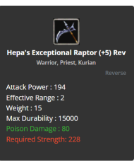 Hepa's Exceptional Raptor +5 Rev