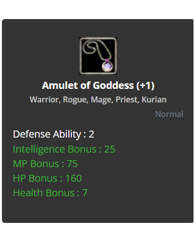 Amulet Of Goddess +1