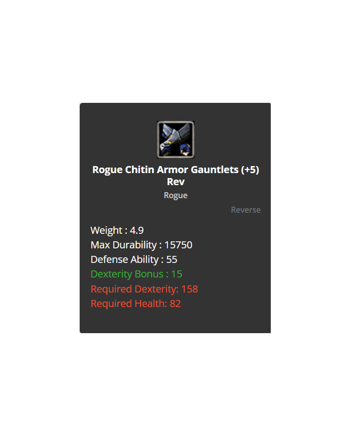 Rogue Chitin Set +5 Rev