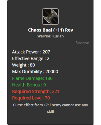 Chaos Baal +11 Rev