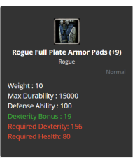 Rogue Full Plate Armor Pads (+9)