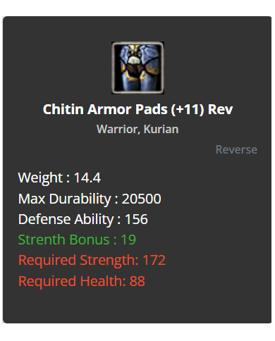  Warrior Chitin Set (+11) Rev