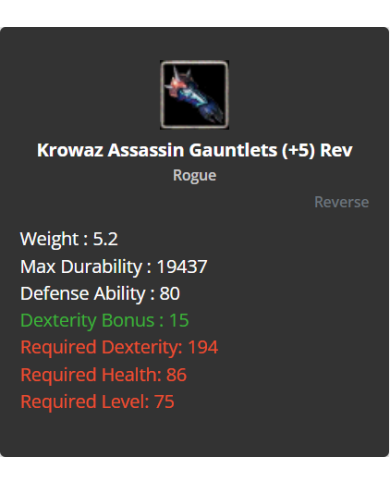 Krowaz Assassin Set +5 Rev