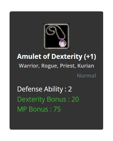 +1 Amulet of Dexterty