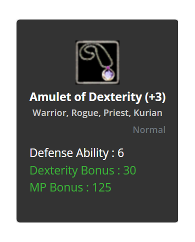 +3 Amulet of Dexterty