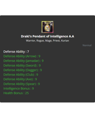 Draki's Pendant Of Intelligence A.A