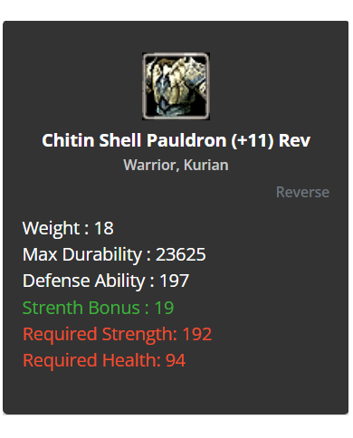 Chitin Shell Pauldron +11 (reverse)