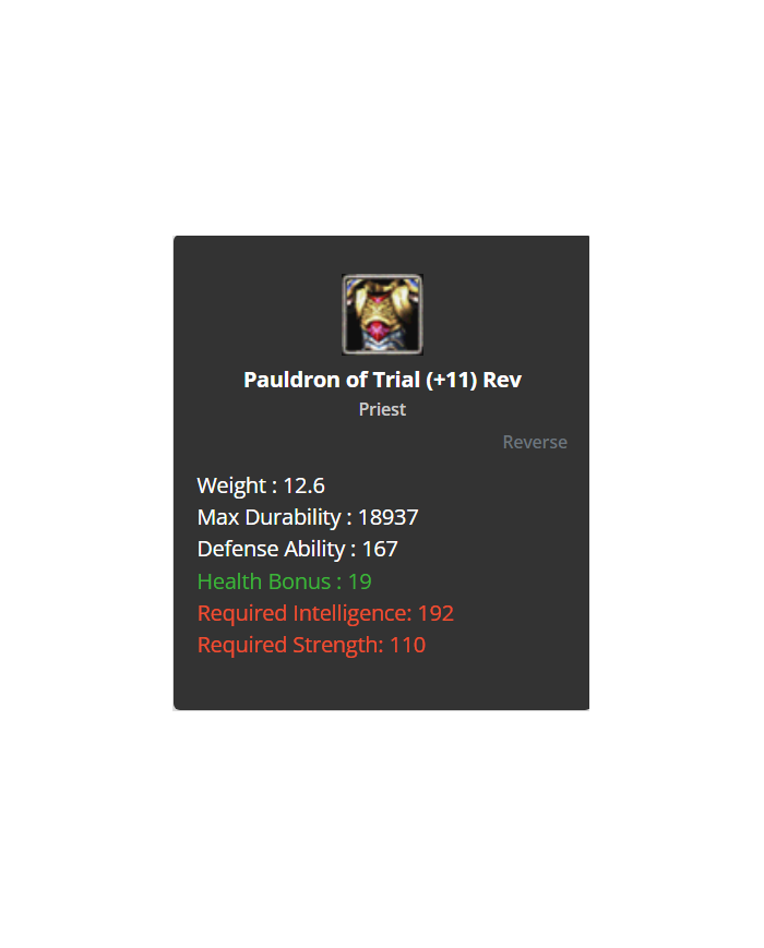 Pauldron Of Trial +11 SET