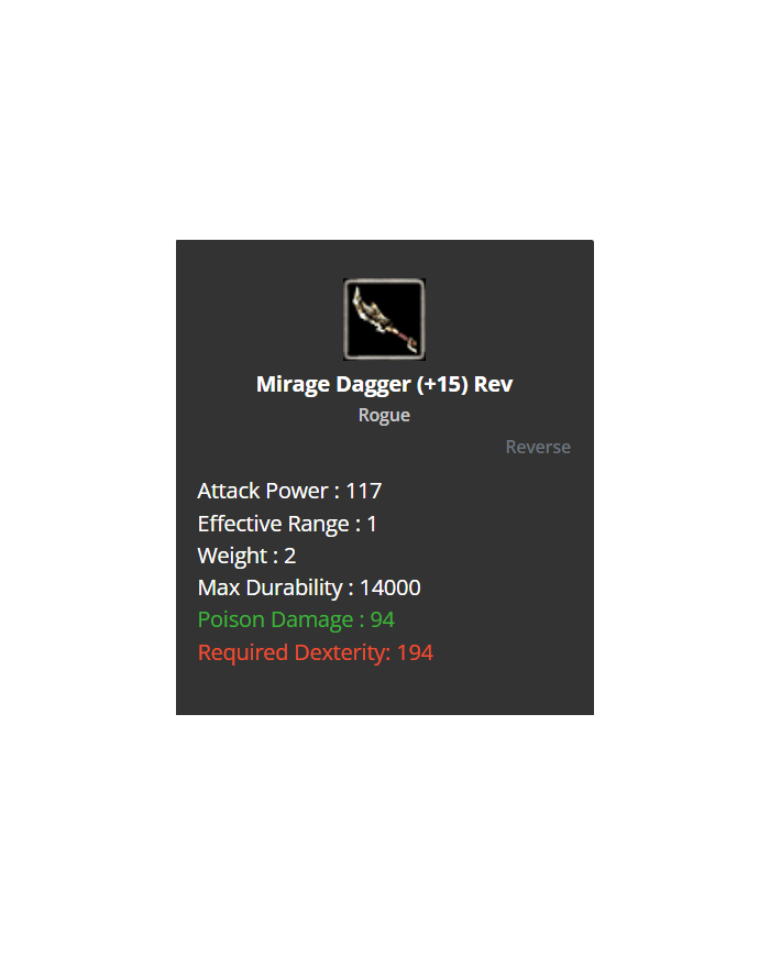 Mirage Dagger +15