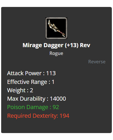 13 reb Mirage Dagger 