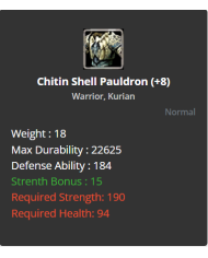 +8 Warrior Chitin Shell Set