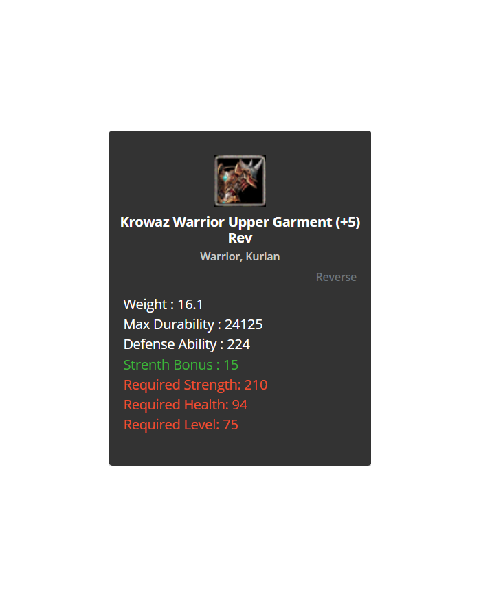 +8 Warrior Kro Set Reb