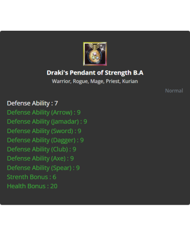 Draki's Pendant Of Strength B.A