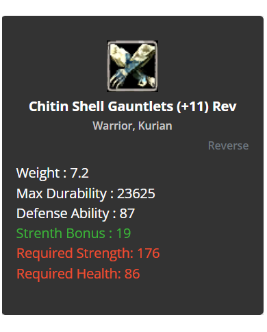 +9 Warrior Chitin Shell Set