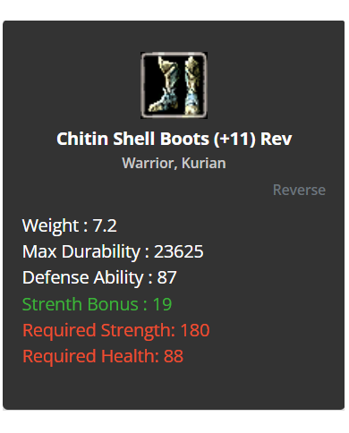 +9 Warrior Chitin Shell Set