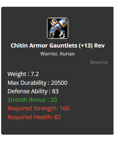 Warrior chitin set 